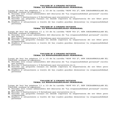 Taller nº 3 grado octavo responsabilidad personal