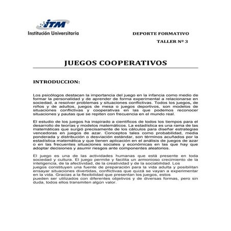 Taller nº 3 juegos cooperativos