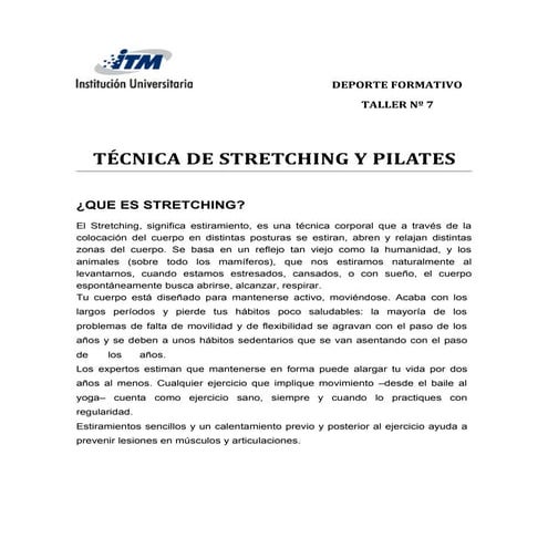 Taller nº 7 stretching y pilates