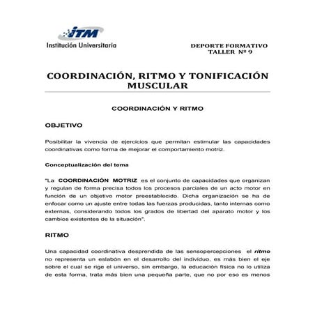 Taller nº 9 coordinacion, ritmo y tonificacion