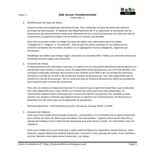 Taller Consultas Básicas SQL Server No 1