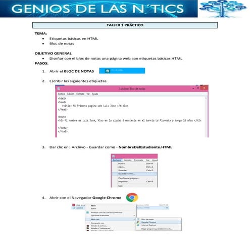 Taller practico 1 y 2 html