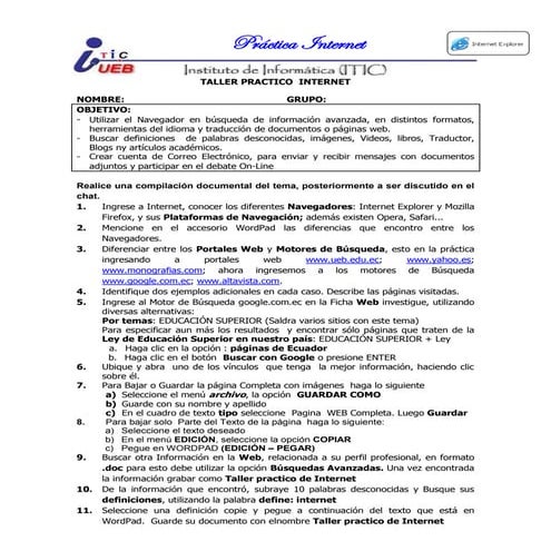 Taller practico de internet | PDF