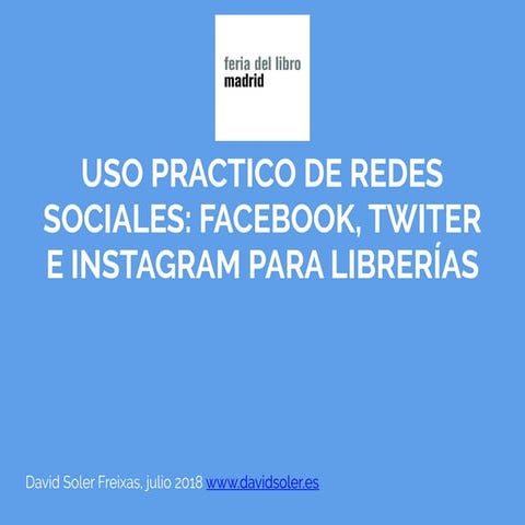 Taller Facebook, Twitter e Instagram para librerías