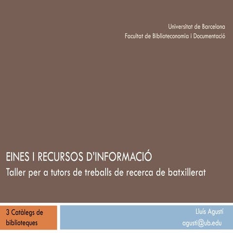 Taller Secundària 3 (Catalegs De Biblioteques I Revistes)