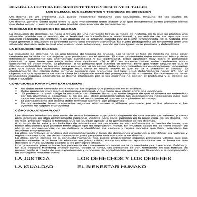 Taller segundo período grado octavo   los dilemas