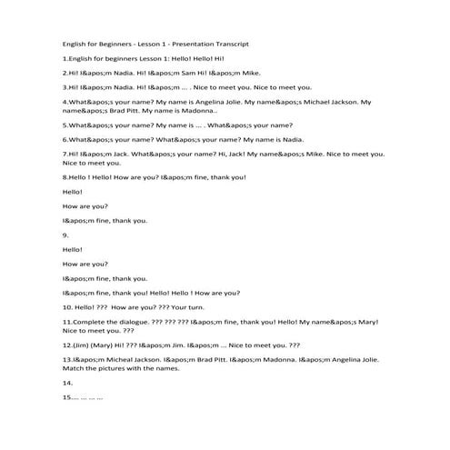 Taller slideshare english for beginings