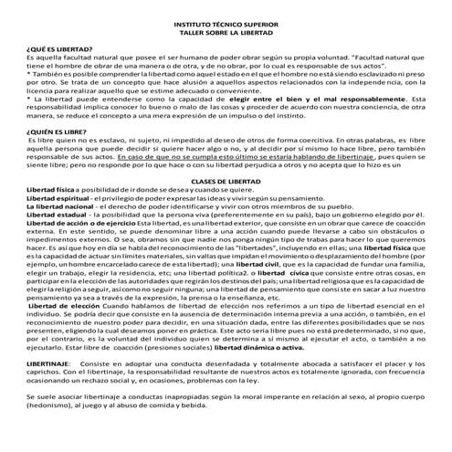 Taller sobre la libertad