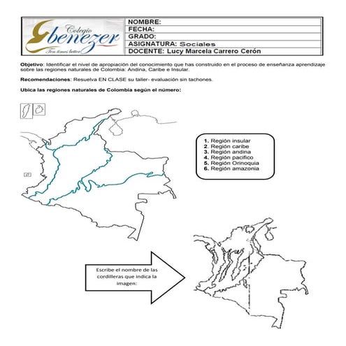 Actividades regiones naturales de colombia | PDF