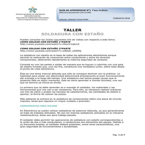 Taller soldadura con estaño