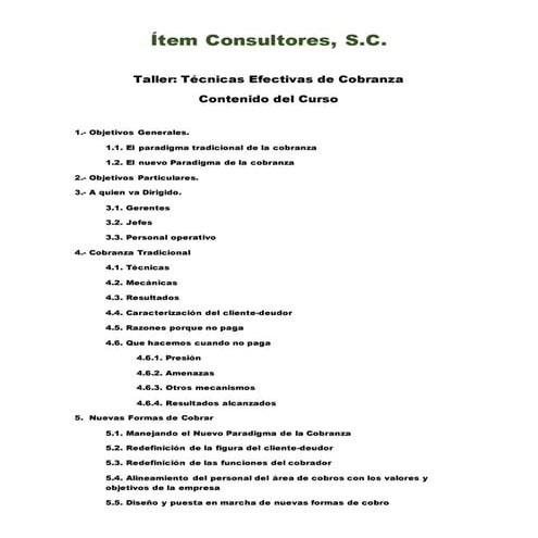 Taller técnicas efectivas de cobranza