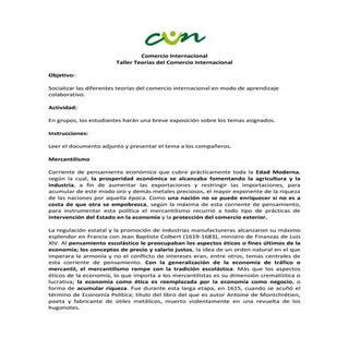 Taller teorías del comercio interna...