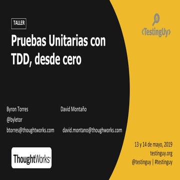 Taller TestingUy 2019 - Pruebas Unitarias con TDD desde cero