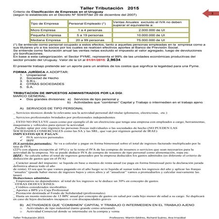 Taller tributacion 2015