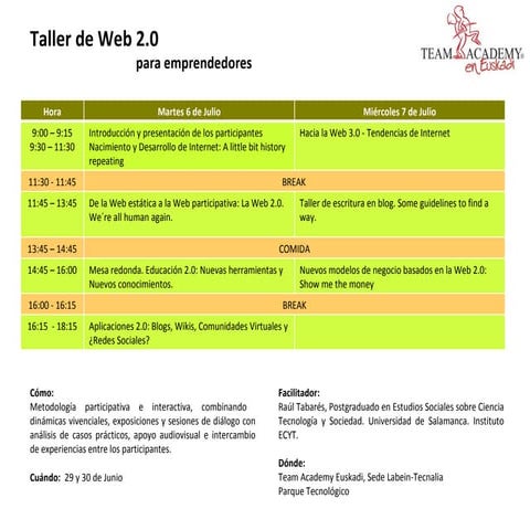 Taller web 2.0   29 y 30 de junio