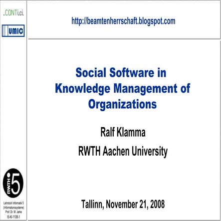 Social Software in Knowledge Management of Organizations