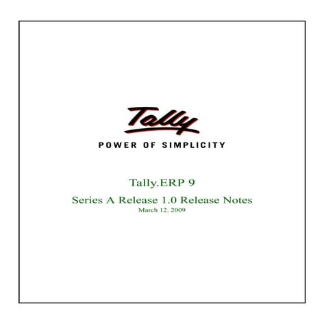 Tally.erp 9 release notes