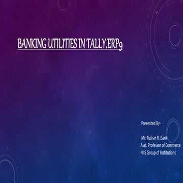 Banking  Utilities in Tally Erp.9