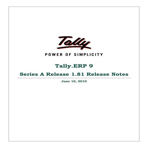 Tally.erp 9 release notes