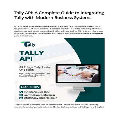 Tally API: A Complete Guide to Integrating Tally with Modern Business ...