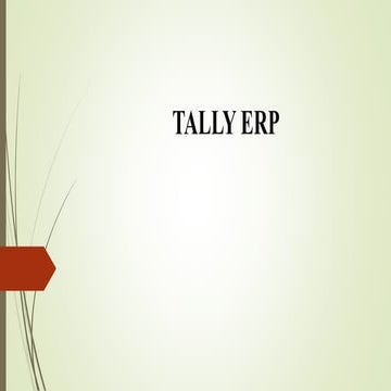 Tally Enterprise Resource Planning System