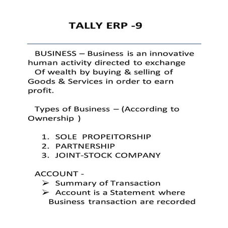 Tally erp 9 notes