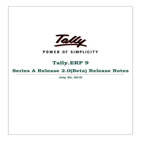 Tally erp 9 release notes