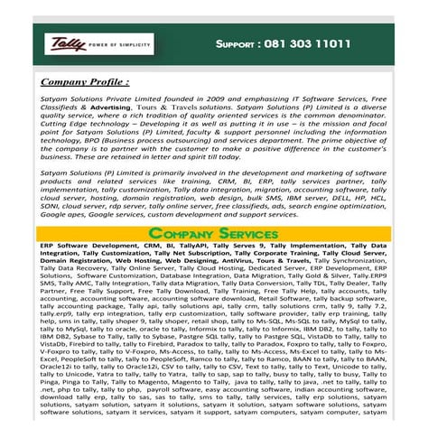 Tally erp software  services