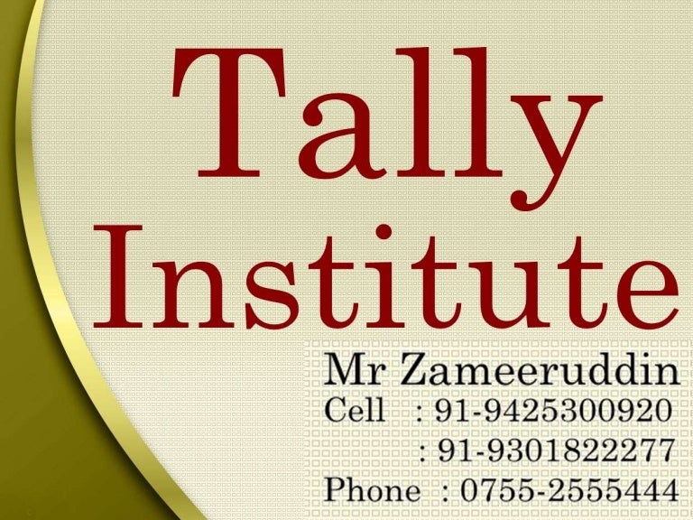 Tally institute Best Tally Institute in Bhopal Account class Tally.ER…