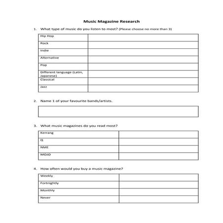 Magazine questionnaire | DOCX