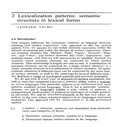 Talmy lexicalizationpatterns
