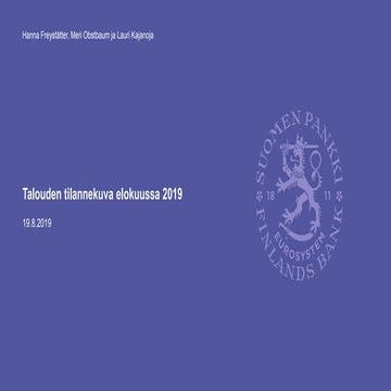 Talouden tilannekuva elokuussa 2019