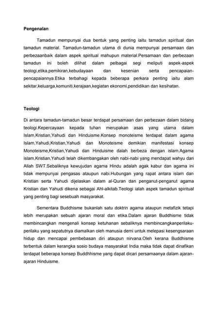 Persamaan dan perbezaan antara tamadun