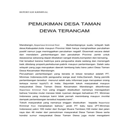 DESA TAMAN DEWA TERANCAM
