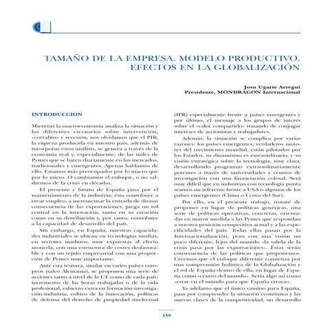 Tamaño de la empresa modelo productivo efectos en la globalización