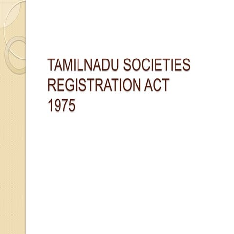 Tamilnadu societies registration act 1975