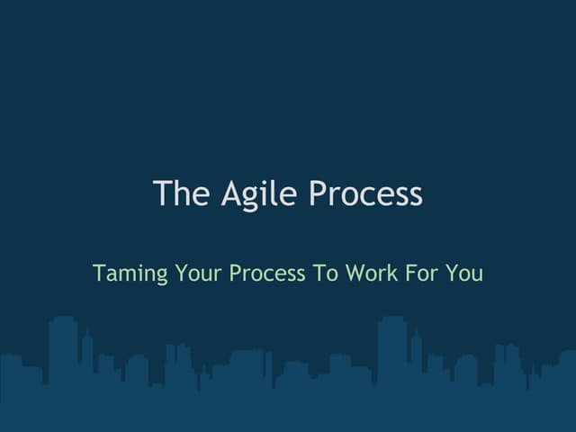 The Agile Process - Taming Your Process To Work For You