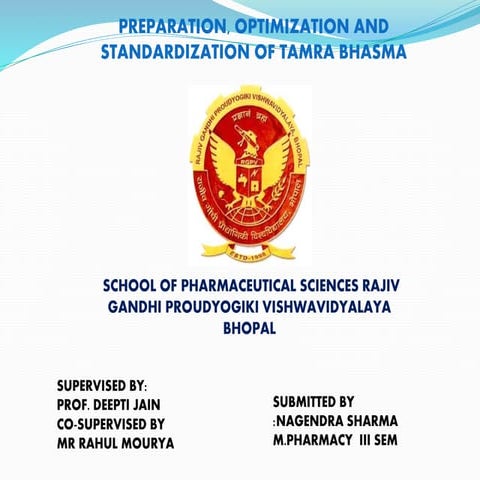 Tamra bhasma(copper bhasma) presentation