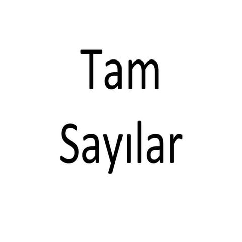 Tam Sayılar