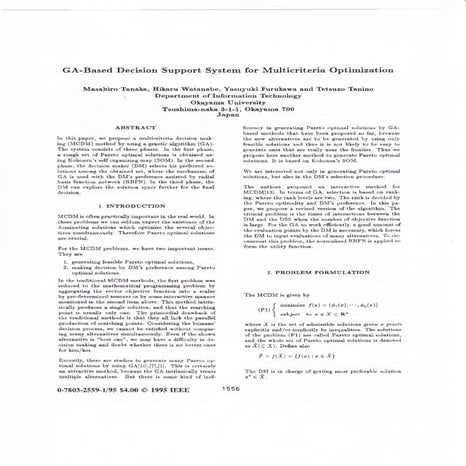 Tanaka, m 1995: ga-based decision support system for multi-criteria  optimisa...