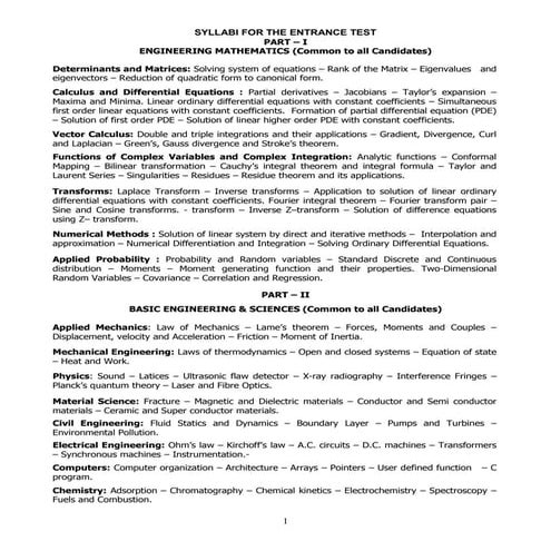 Tamil Nadu Tancet 2018 Syllabus