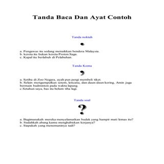 Tanda baca dan ayat contoh