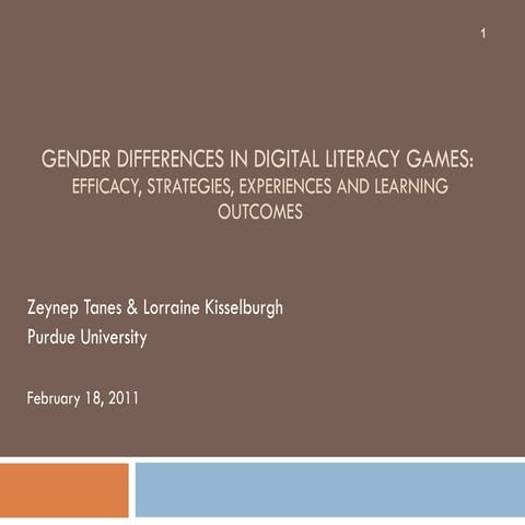 Gender Differences in Digital Literacy Games: Efficacy, Strategies ...