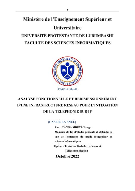 Mémoire analyse fonctionnelle et rédimensinnement d'une infrastructure réseau...