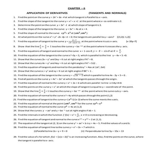 Tangents and normals
