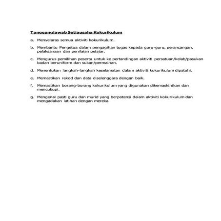 Tanggungjawab setiausaha kokurikulum