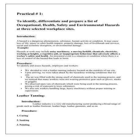 OHS for environmental hazards in tannery