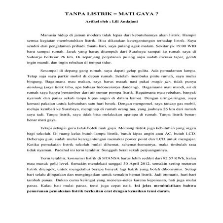 Tanpa listrik = mati gaya ?