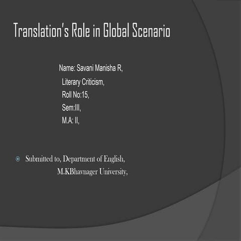 Tanslation's role in global scenario