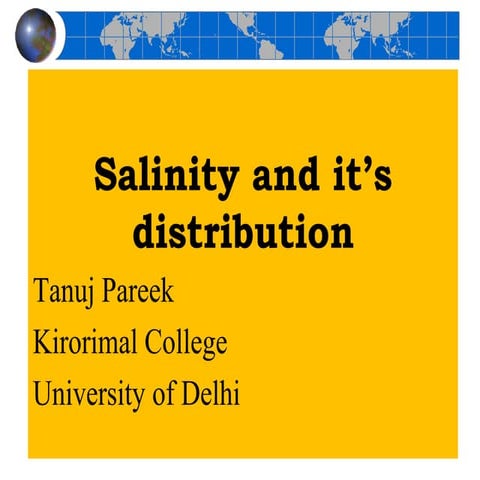 Salinity and it's distribution